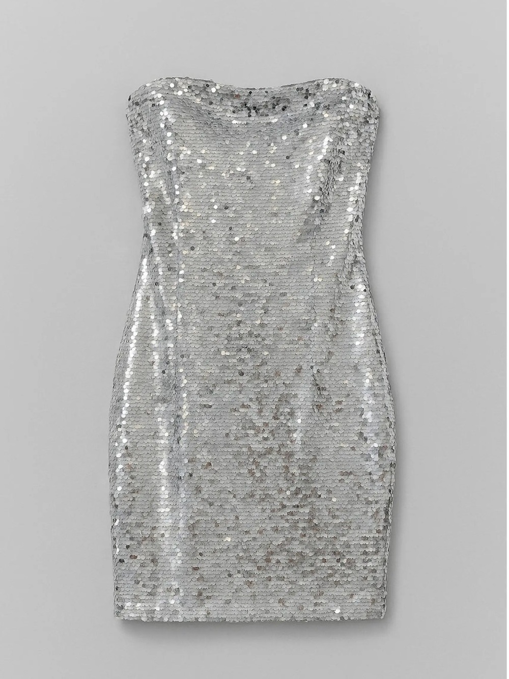 NWT - Gianni Bini Silver Sequin Strapless Mini Dress